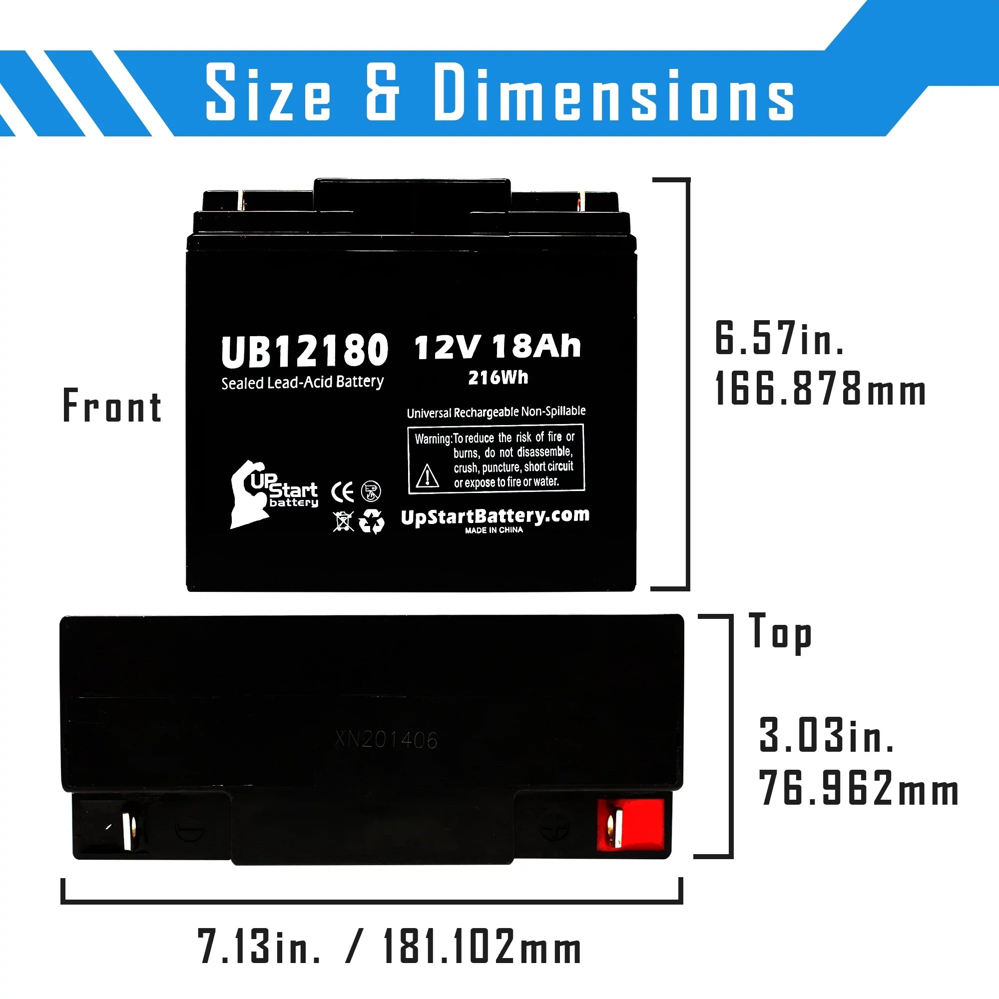 Terminal, Universal CFM12V18 - Pack - UB12180 Acid SLA) (12V, PICHER EAGLE AGM, Battery Compatible Replacement Sealed 18000mAh, 3x 18Ah, T4 BATTERIES Lead Battery