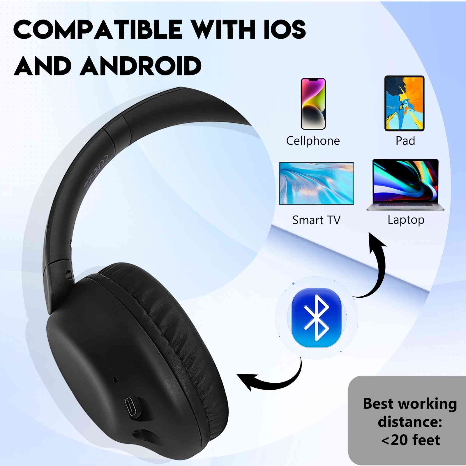 Overhead For 5 Bluetooth – Perfect Comfort (India) UrbanX Infinix with Headphones Black Smart Wireless II Noise-Cancelling, 955