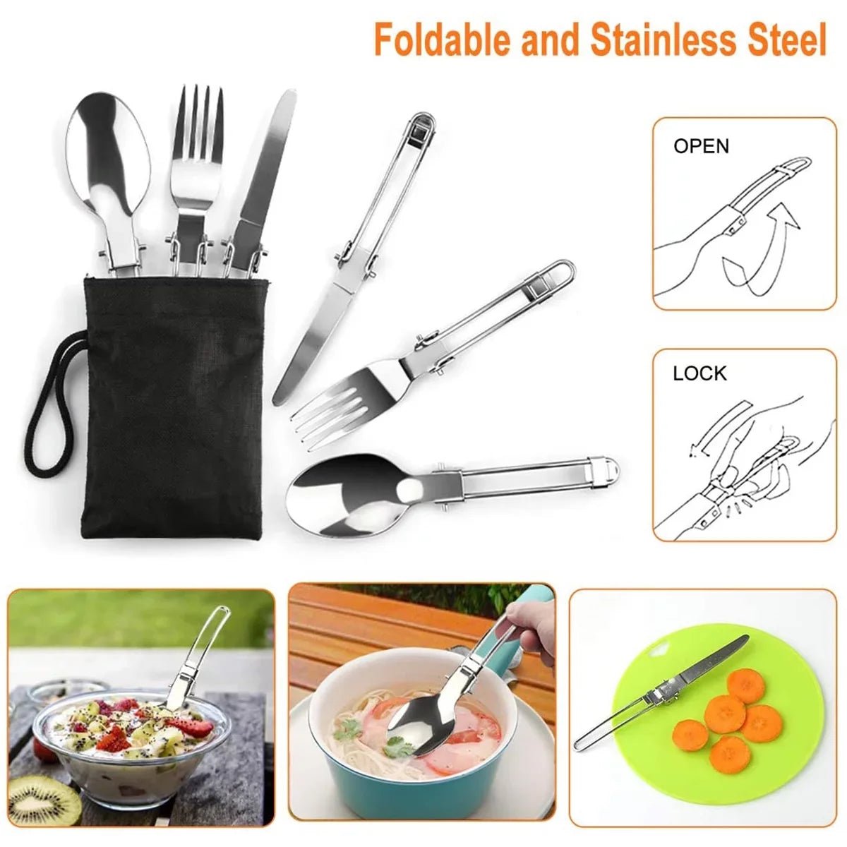 Hiking Mess Pan Kettle Set Stove Pot Camping Lixada Spoon Fork Kit Picnic Backpacking Cutter Cookware with for Tableware
