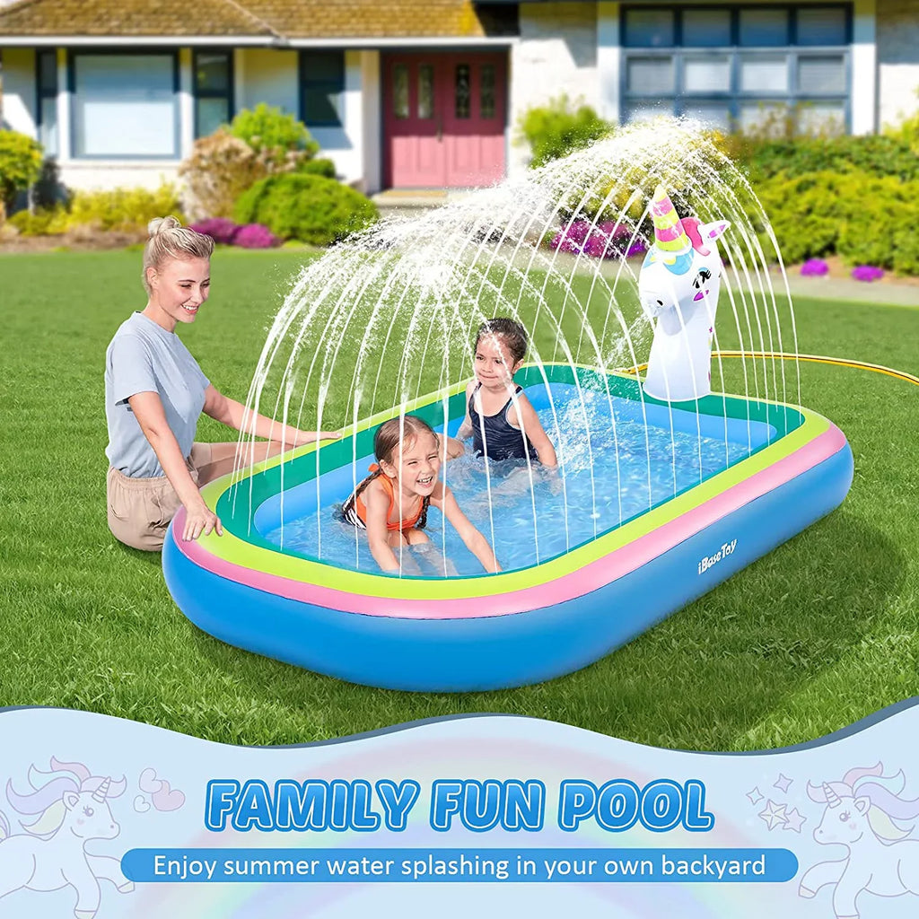 Kiddie Kids, for Pool - Intera Sprinkler Outdoor Pools 68" Paddling Toddlers for for Sprinkler Pad Unicorn Splash Inflatable for Splash Pool Baby Play Water Toys Games Outside, Mat Backyard, Summer