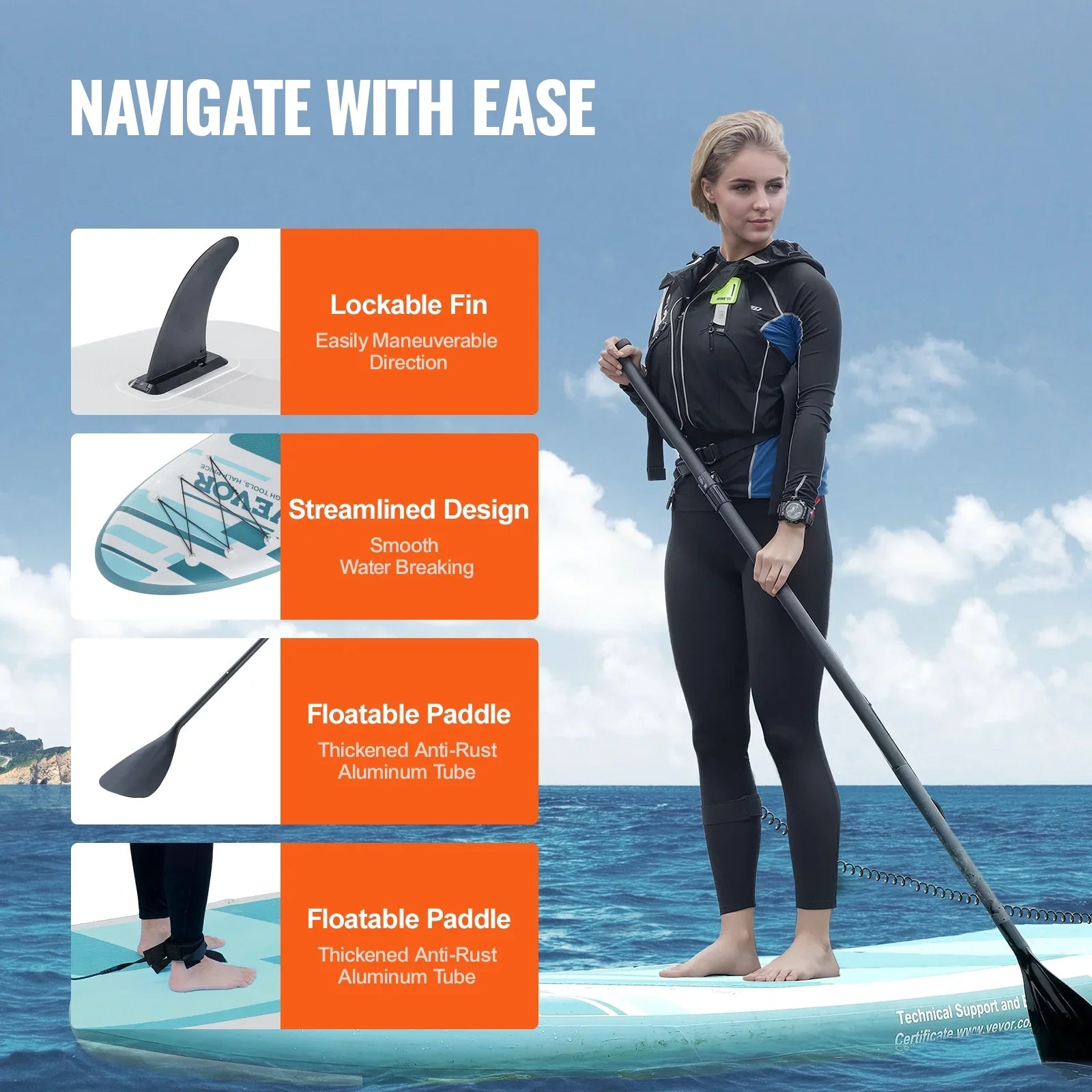 Up Inflatable Board Sup Paddle 11' SKYSHALO with Paddle Board Stand Surf Accessory