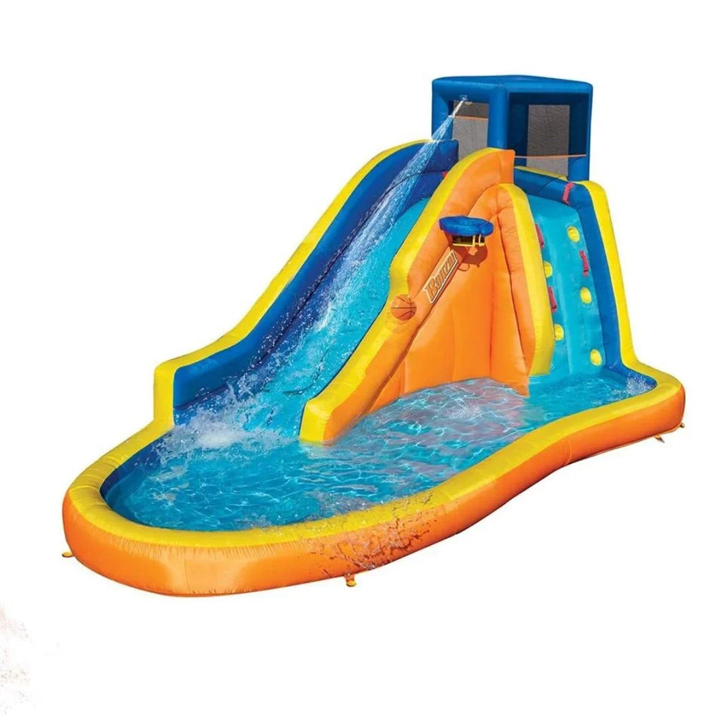 Basketball Kids Long Sprinkler High) with Huge Slide Feet - 8 Built Inflatable (14 in Water Wave Banzai and Pool Hoop by Feet