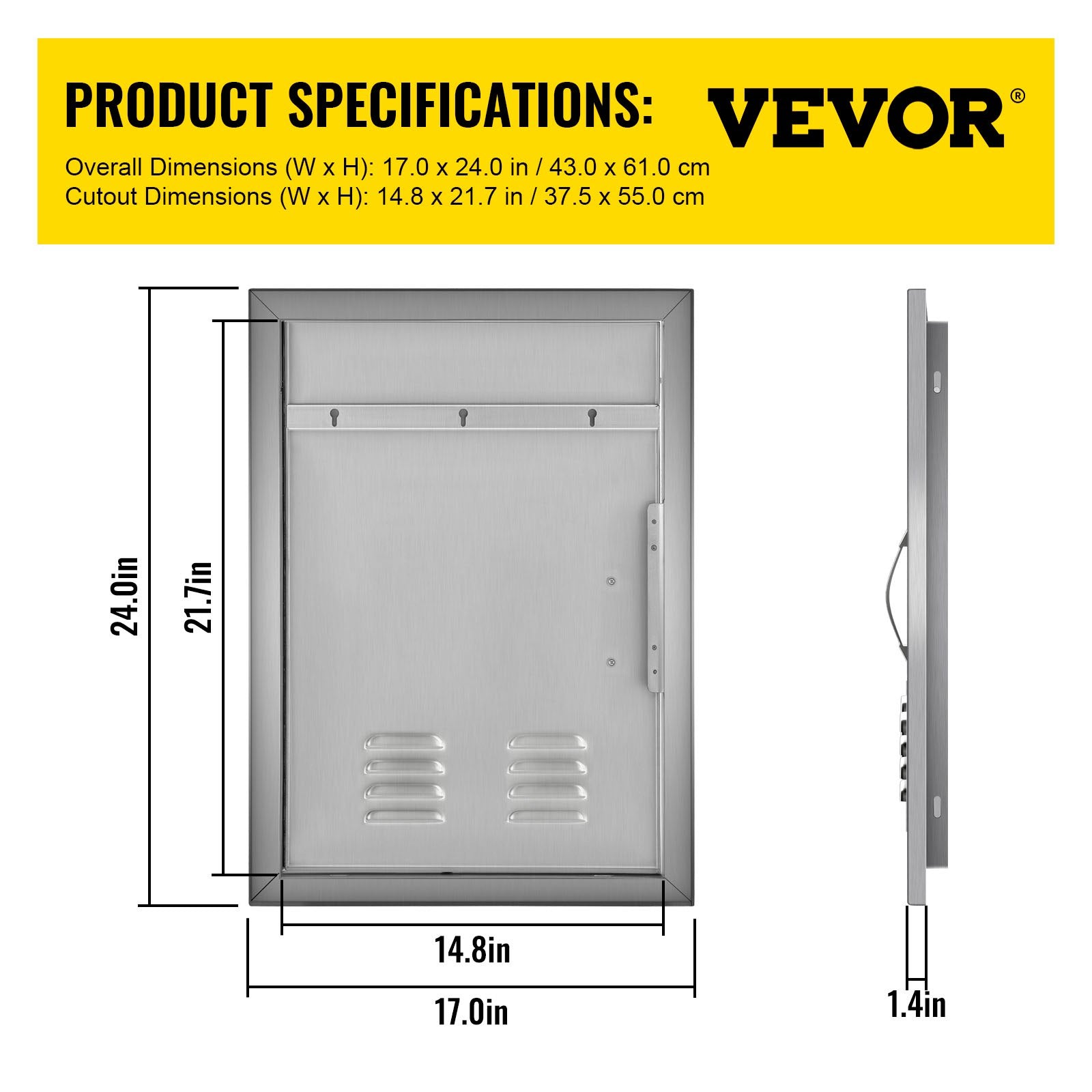 for Stainless Island Vertical Vents inch with Storage 17x24 Access Door Single Steel Door BBQ