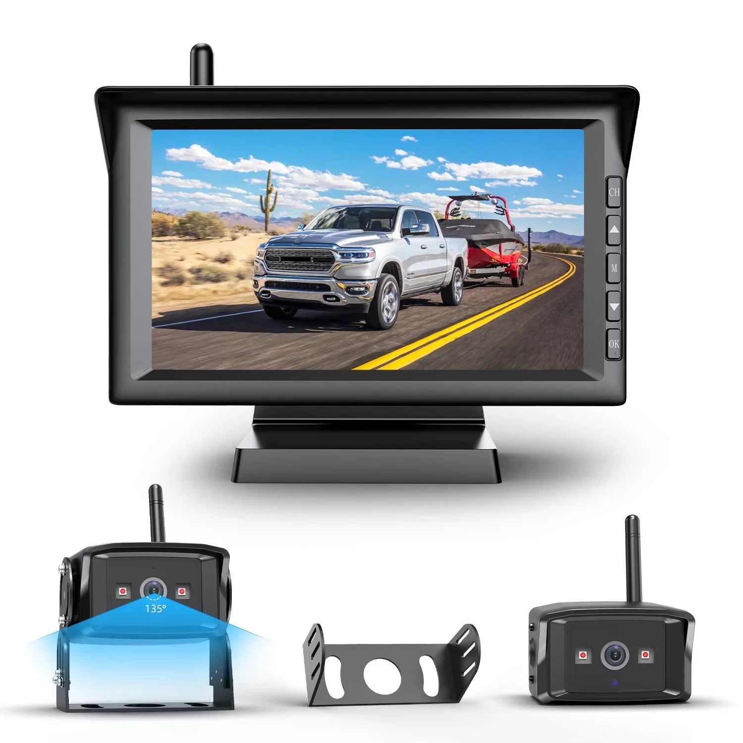 Campervans with Screen, Systems IR Wireless Camera Camera Night Vision Wireless Camera Digital 2 Reverse Cameras, RV 7" HD Monitor Rear Support Support View Split Truck Trailer Backup