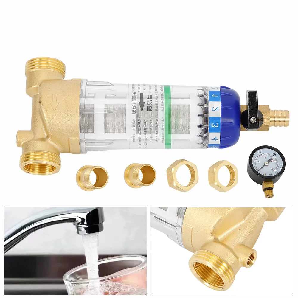 Filter Water Home 50℃ Water Filter Sand Remove Water Filter for Reusable Sediment Sediment Water Down Pre-filter Pipe Spin