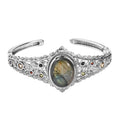 Mothers LC Platinum for 15.05 Mom Jewelry Day 7.25" Plated Ct Shop Labradorite Multi Bangle Bracelet Gifts for Women Size Gemstone Birthday Cuff Oval