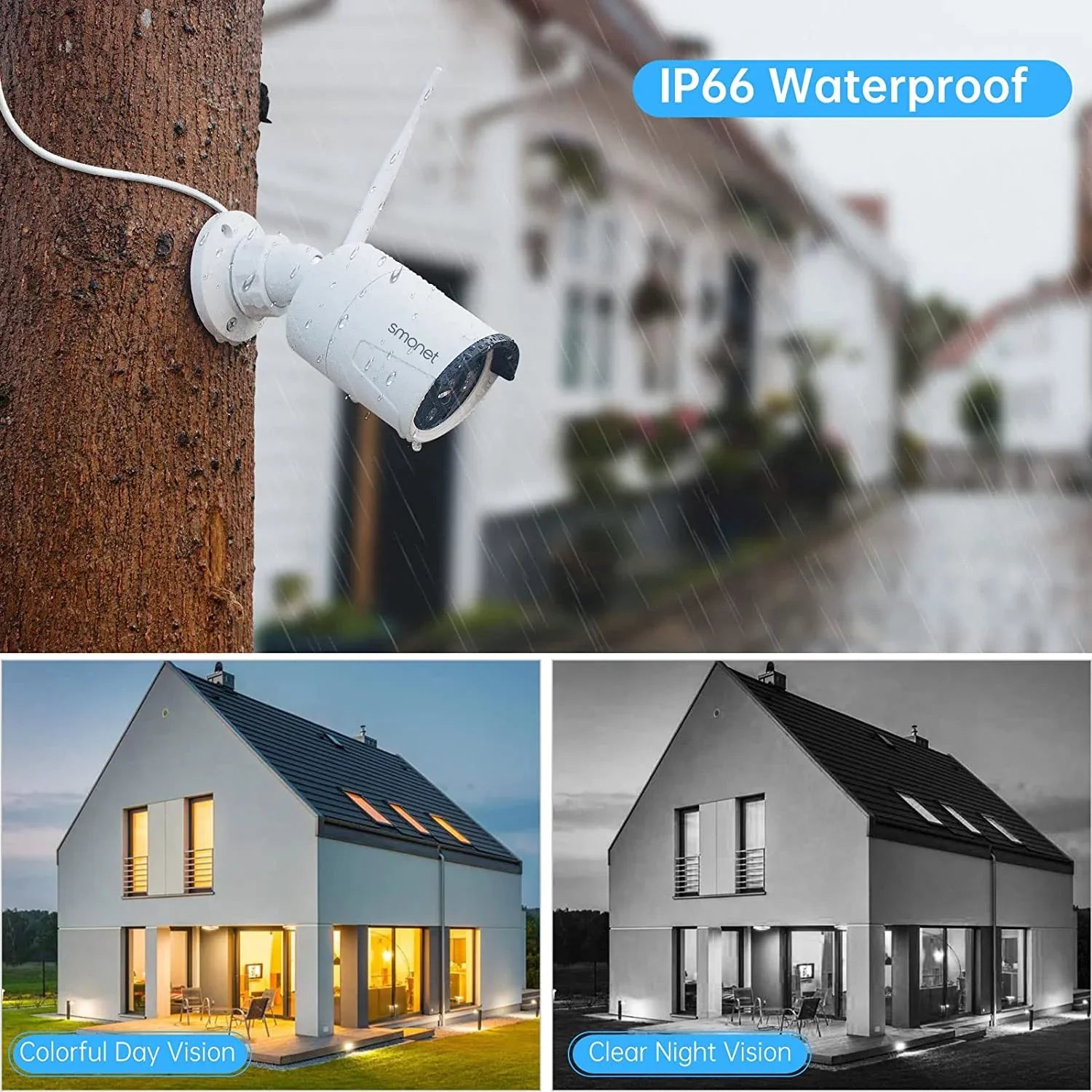 Cameras System Detection NVR than Outdoor HDD, Human System,Clearer 3MP Audio Surveillance WiFi Channel Camera Indoor 1080P,Night CCTV Kits, Vision,AI Security with 4Pcs with 8 Wireless 2TB SMONET