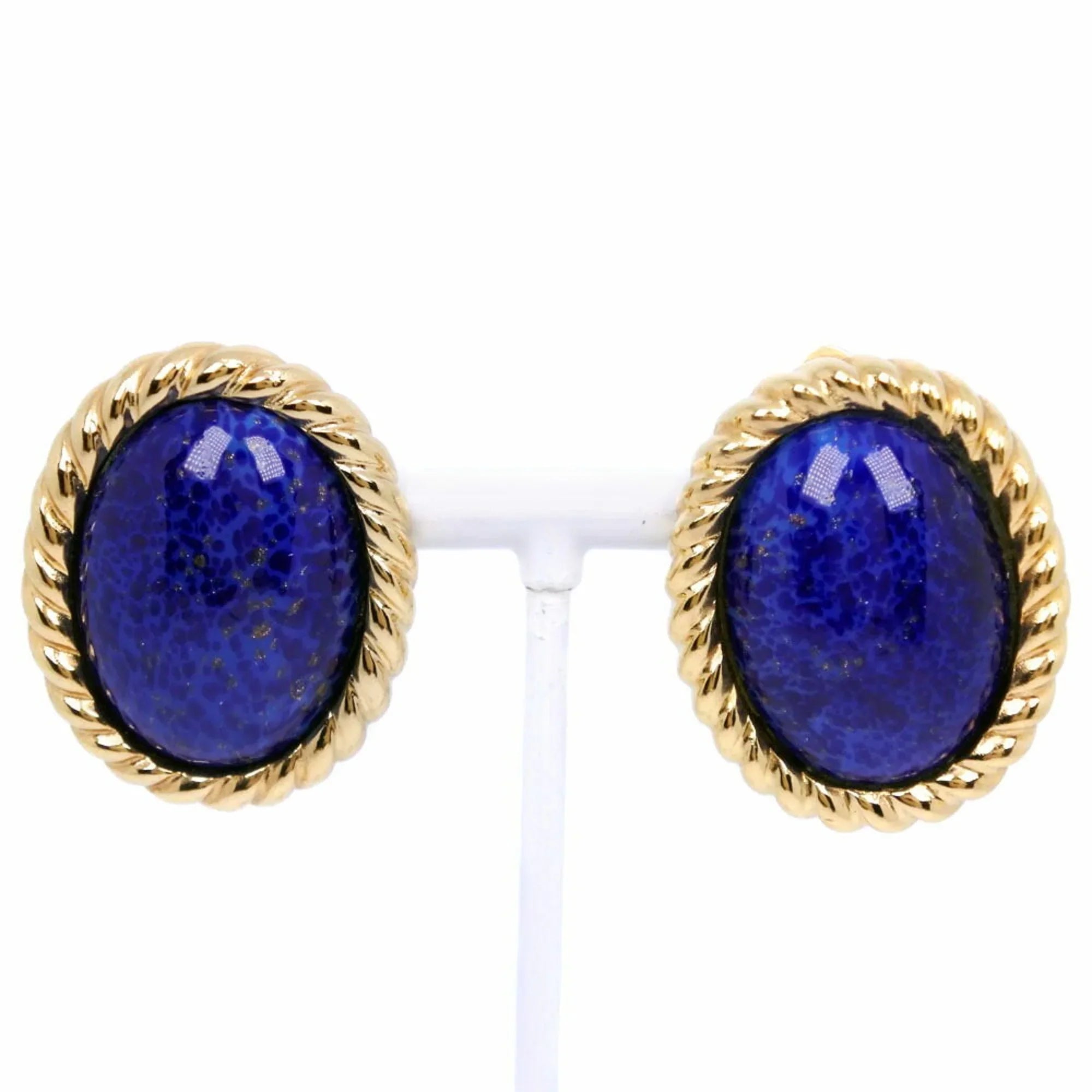 Approx. Made Earrings, Dior Plated, Women's in Pre-Owned Gold Germany, 35.5g, (Good) Christian Blue,