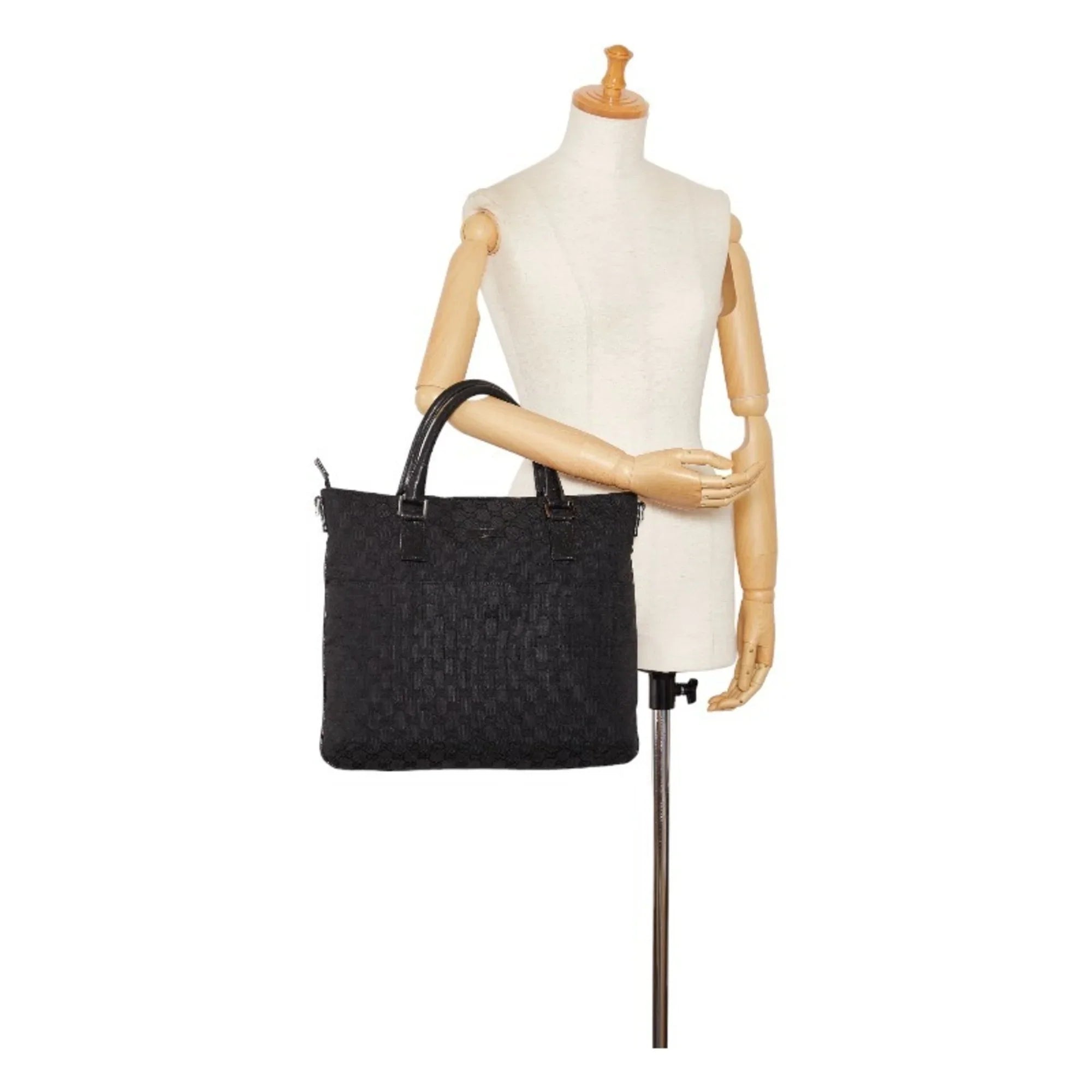 bag 122797 Pre-Owned Gucci leather (Good) GG tote black ladies handbag GUCCI canvas