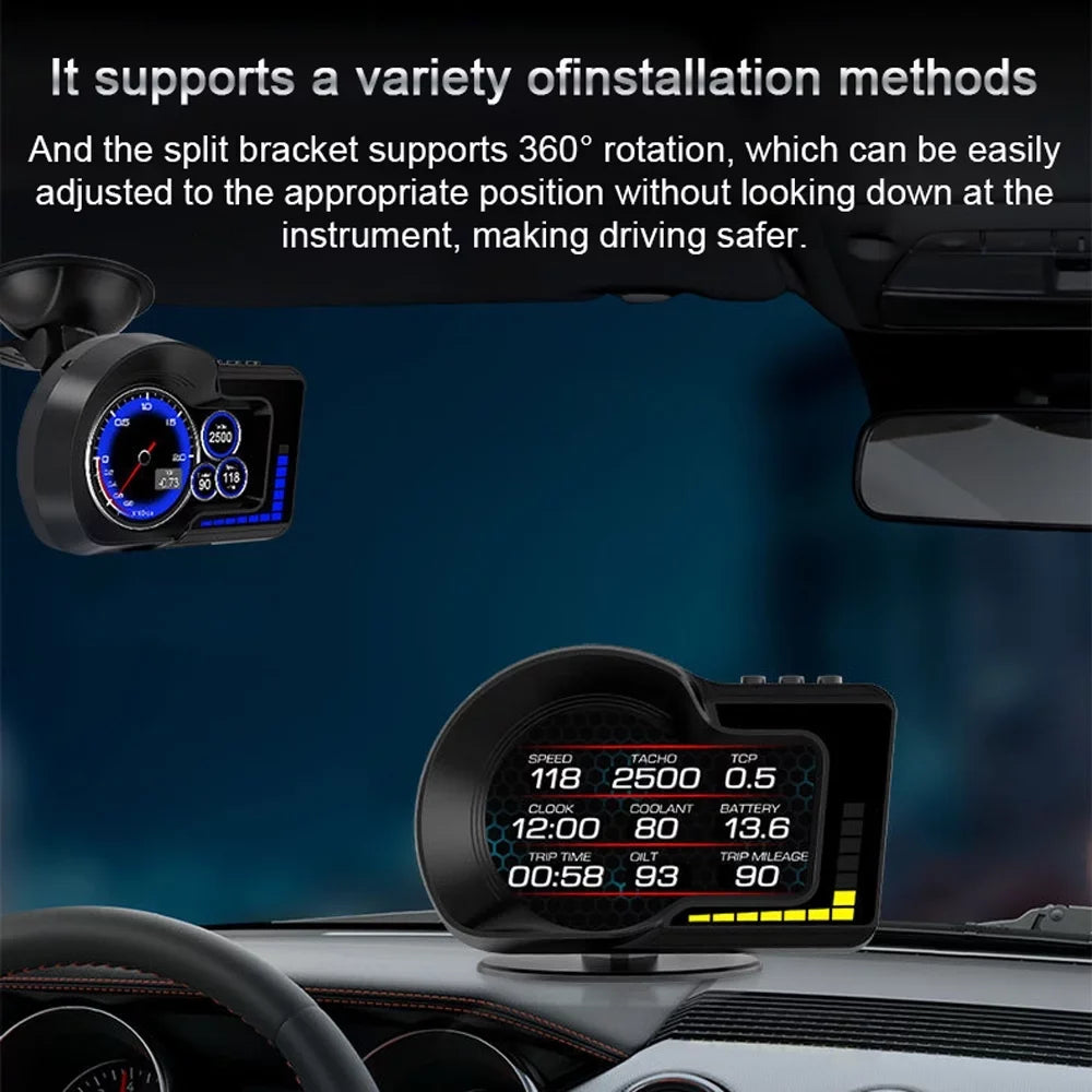 Navigation, Test, with Up Head Andoer Overspeed Brake Alarm, Car Dual System GPS Display Speed/Clock/RPM,