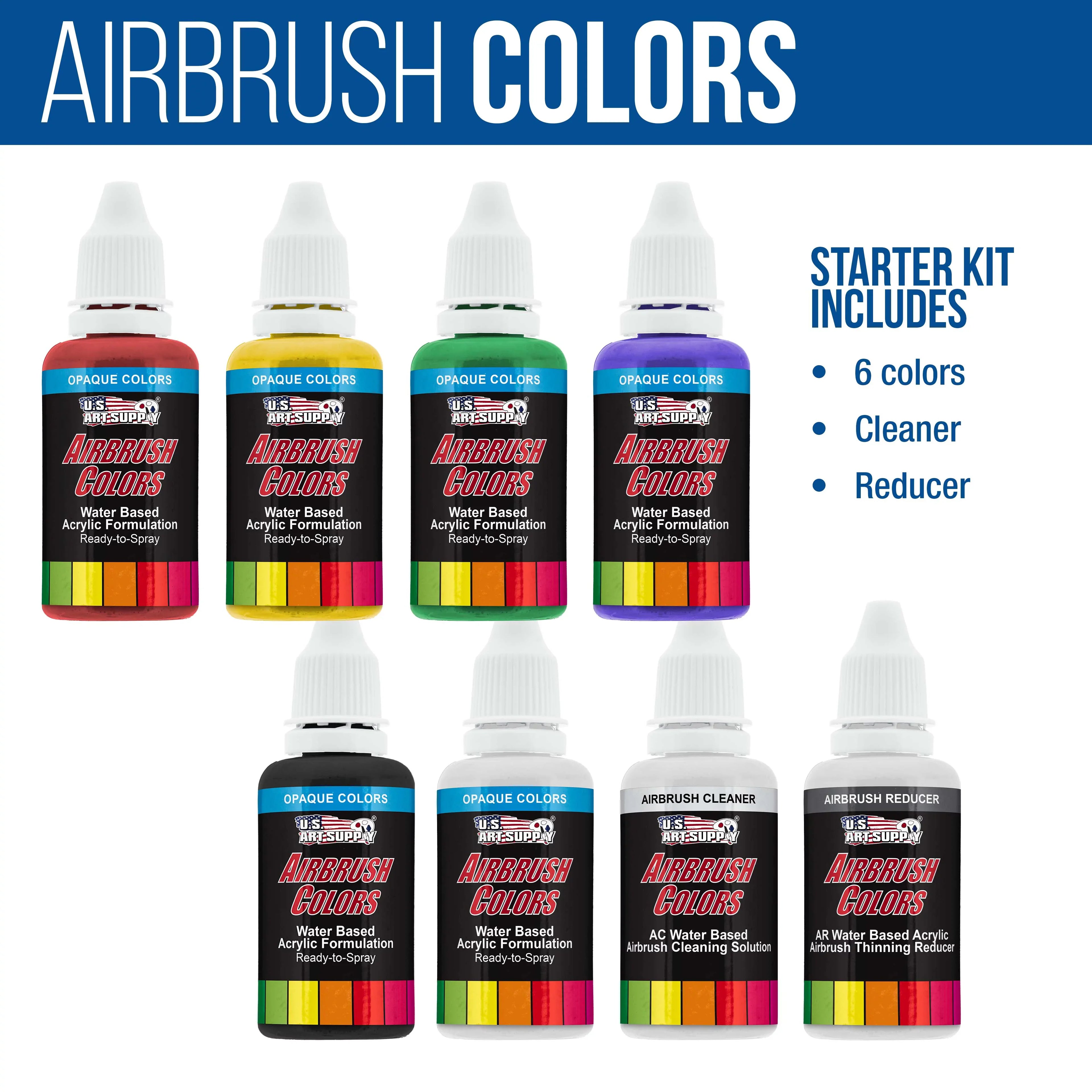 Fan Acrylic Tank Kit Air Gravity with Dual Artist Compressor Airbrush 6 Color Storage Master Feed Set Paint Airbrush,