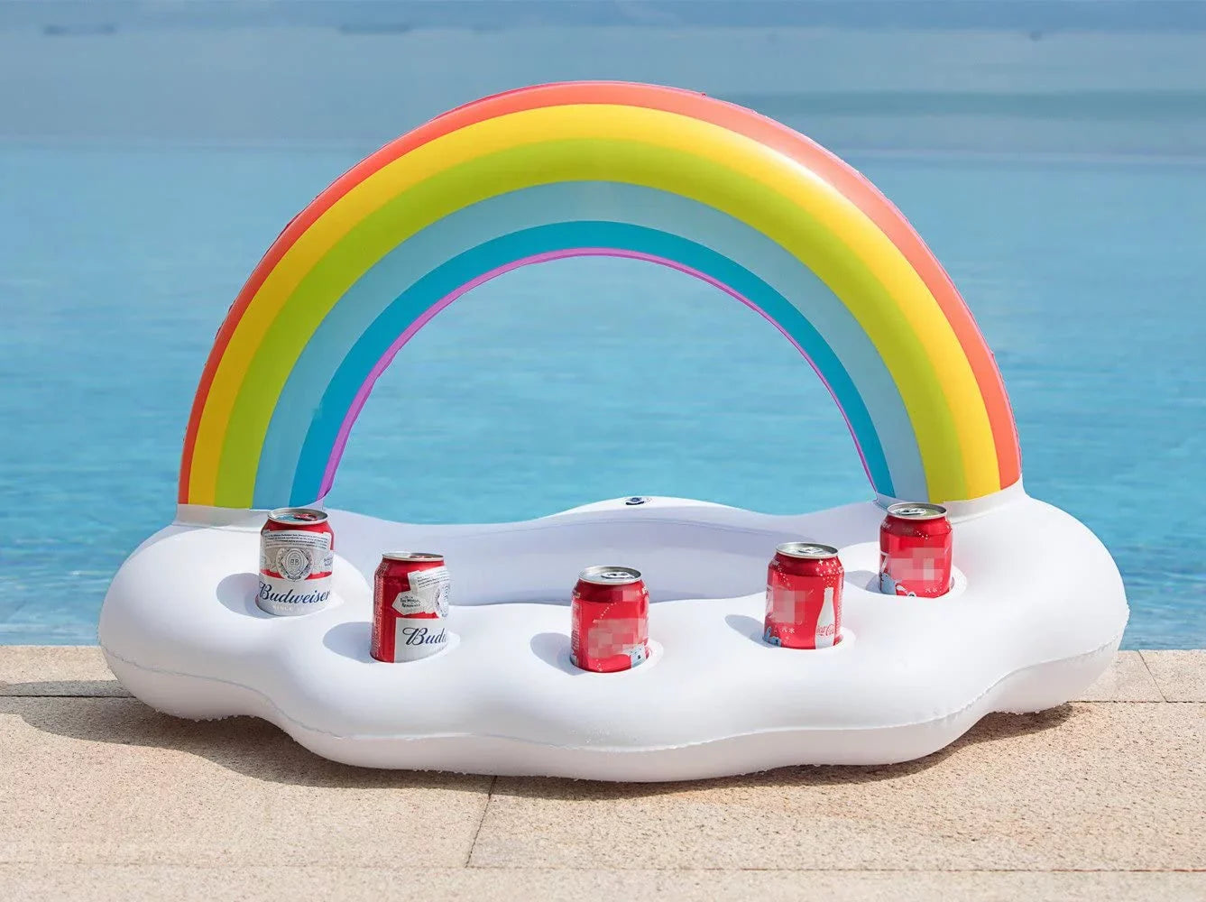 Leisure Rainbow Water Holder Kids Beverage Decorations Drink Adults Bar Fun Toys Cloud Floating Bottle Holder Summer Pool Serving Float Salad Cup Accessories Party Fruit Beach