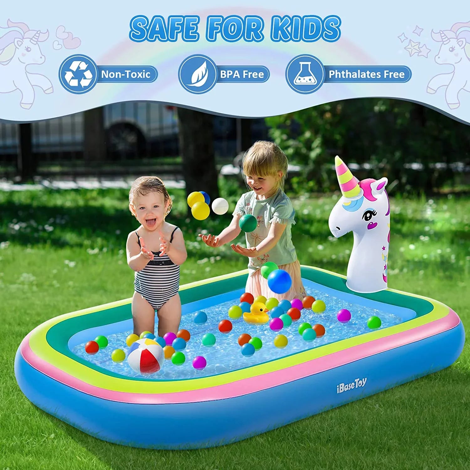 Kiddie Kids, for Pool - Intera Sprinkler Outdoor Pools 68" Paddling Toddlers for for Sprinkler Pad Unicorn Splash Inflatable for Splash Pool Baby Play Water Toys Games Outside, Mat Backyard, Summer