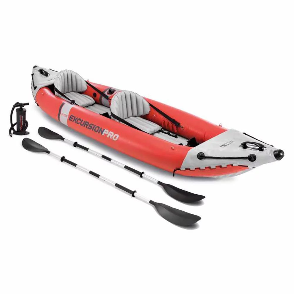 Vinyl Excursion Pro with Red Pack) Inflatable 2 & (3 Pump, Person Kayak Oars