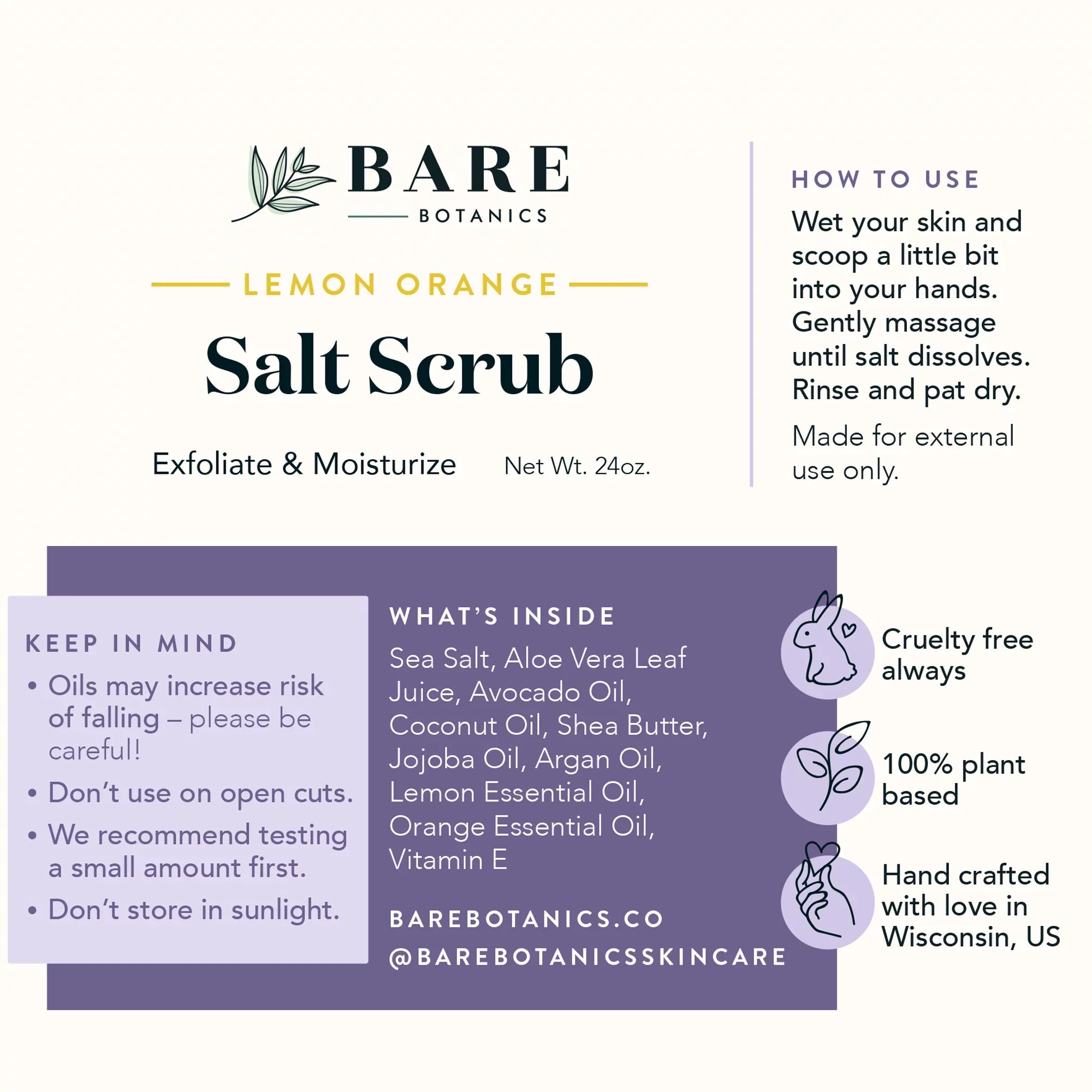 Body 24 Scrub Salt Scrub oz Bare Botanics Lemon Sea Orange