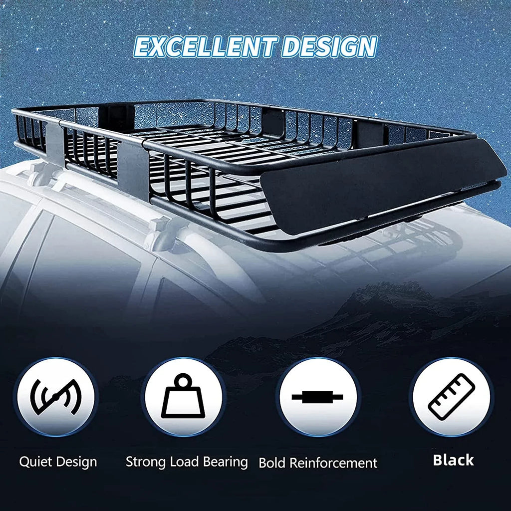 Steel Car 39" Basket Roof Holder 250LBS for Heavy Weight Extension Universal Top Capacity x HECASA Carrier x with 64" 6'' Travel Storage SUV Rack Cargo Duty Luggage
