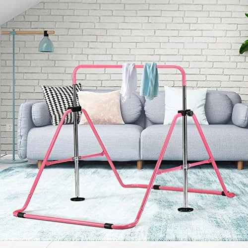 Adjustable Folding Monkey Bar, Gymnastics Bar Home Bars, Horizontal Tumbling Training Height Gymnastics Bars Wesfital Kids, for Junior Bars