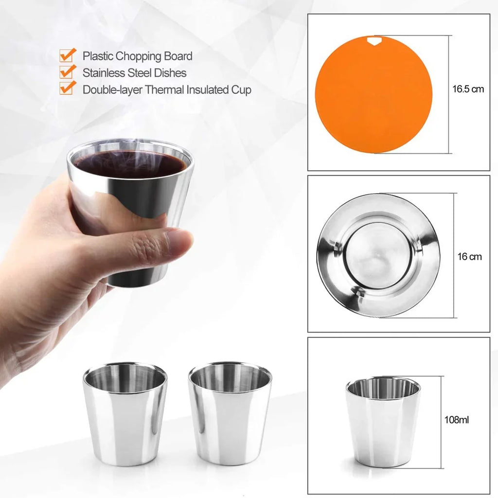 Hiking Mess Pan Kettle Set Stove Pot Camping Lixada Spoon Fork Kit Picnic Backpacking Cutter Cookware with for Tableware