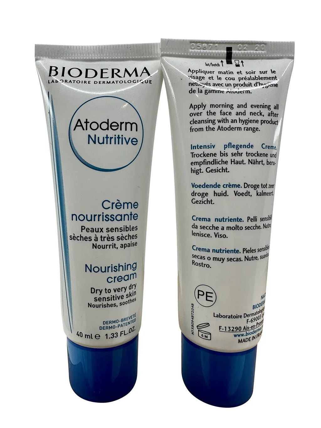 Bioderma 1.33 Nutritive 2 Skin Very Dry Nourishing Cream Atoderm & Sensitive Set oz of Dry