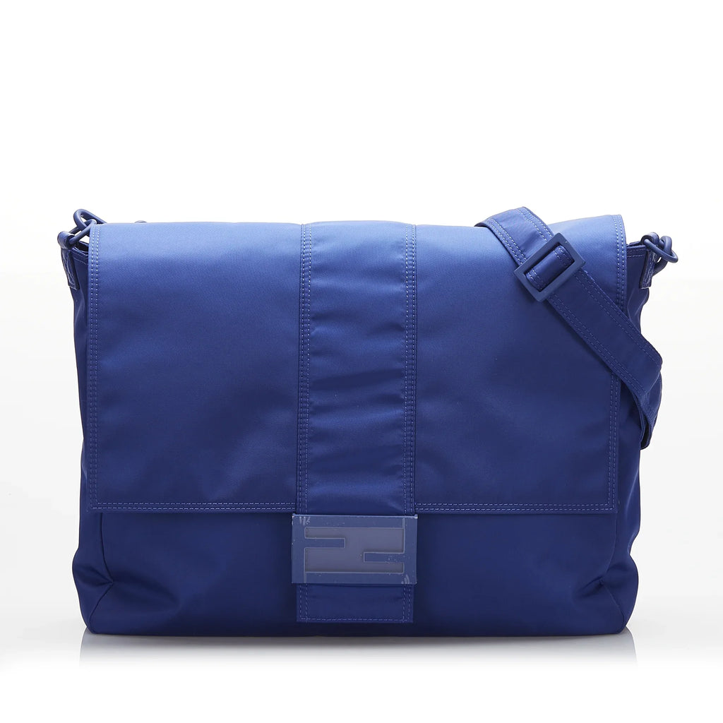 Blue Fendi Crossbody Lock Unisex Fabric Pre-Owned Authenticated FF Bag Crossbody (Good) Nylon