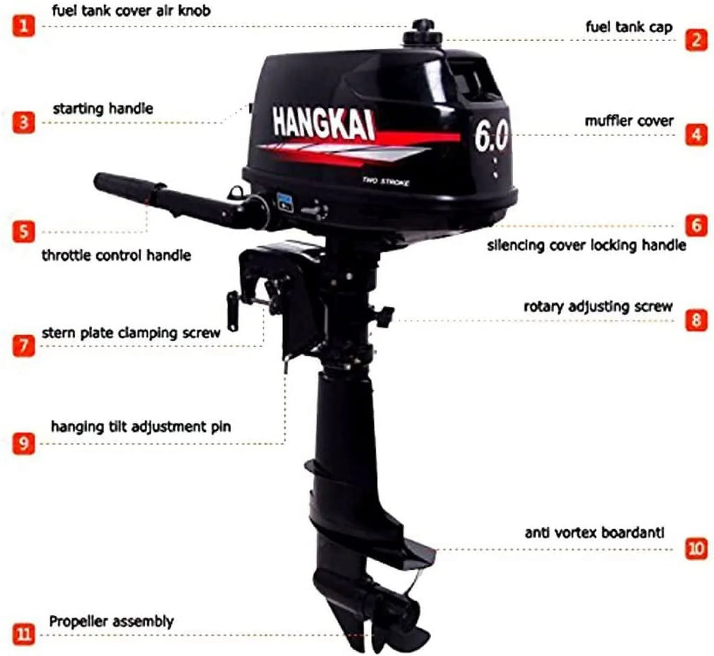 CDI Tiller Fishing 6 Outboard System Marine Water HP Motor MONIPA Shaft Inflatable Boat Engine Cooling 2-Stroke