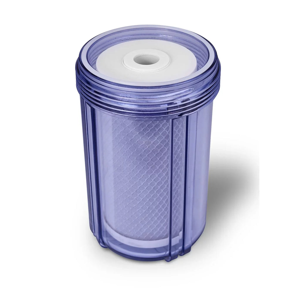 Relief 5 & Presser Micron Brass Inlet/Outlet Carbon with Button, Activated Port Block 1” Filter Housing Transparent Inches Blue Big Cartridge 10