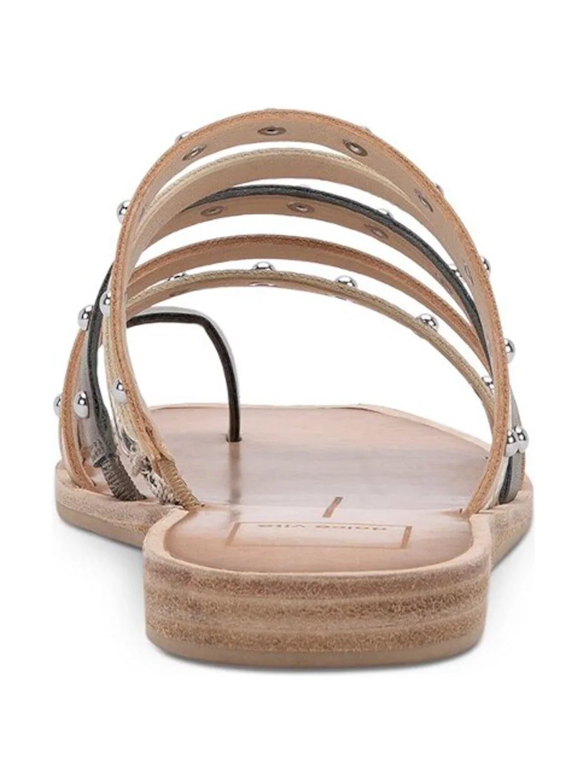 Sandals Strappy Slip M Womens Kaylee Wedge Snake Studded 6.5 Toe On VITA Toe-Loop Slide DOLCE Shoes Beige Square