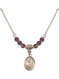 4mm February Hamilton with Purple Necklace Charm Beads and Plated 18-Inch Month Stone Gold Kieran Saint Birth