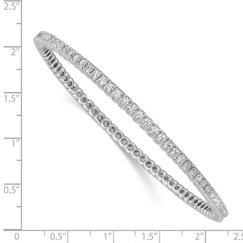 Slip-on Row 2.3mm Primal Single Bangle Sterling Rhodium-plated Cubic Zirconia Silver Silver