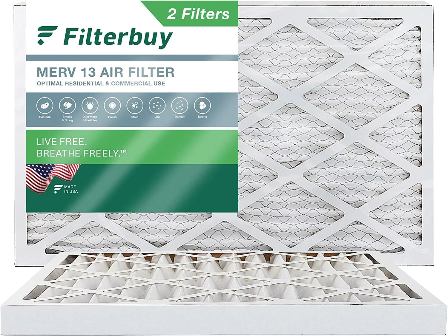 AC Air MERV Filterbuy Furnace Pleated HVAC 12x24x2 13 (2-Pack) Filters