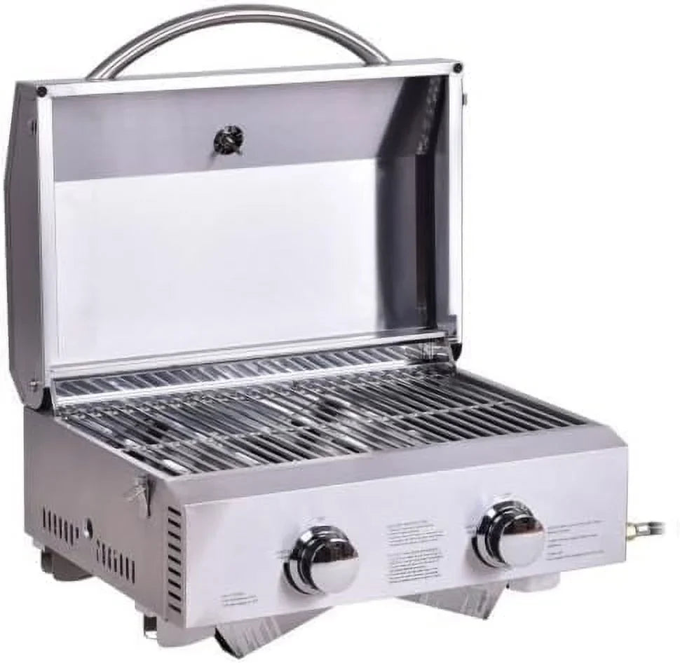 Table Steel Camp Portable Burner Top 2 Stainless BBQ Gas Propane Outdoor Grill