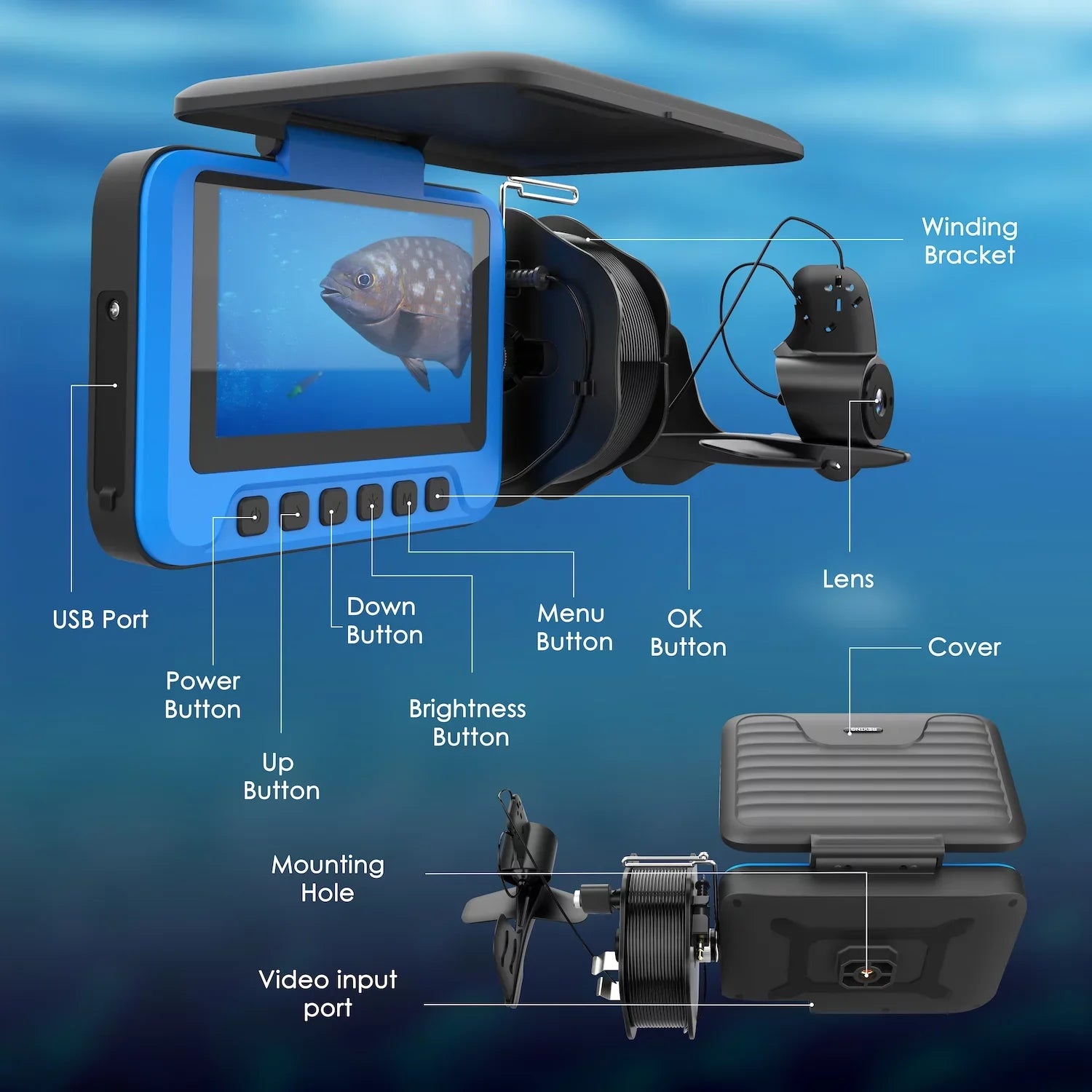 Underwater FC1 Winding Spool Camera Fishing w/ Rexing