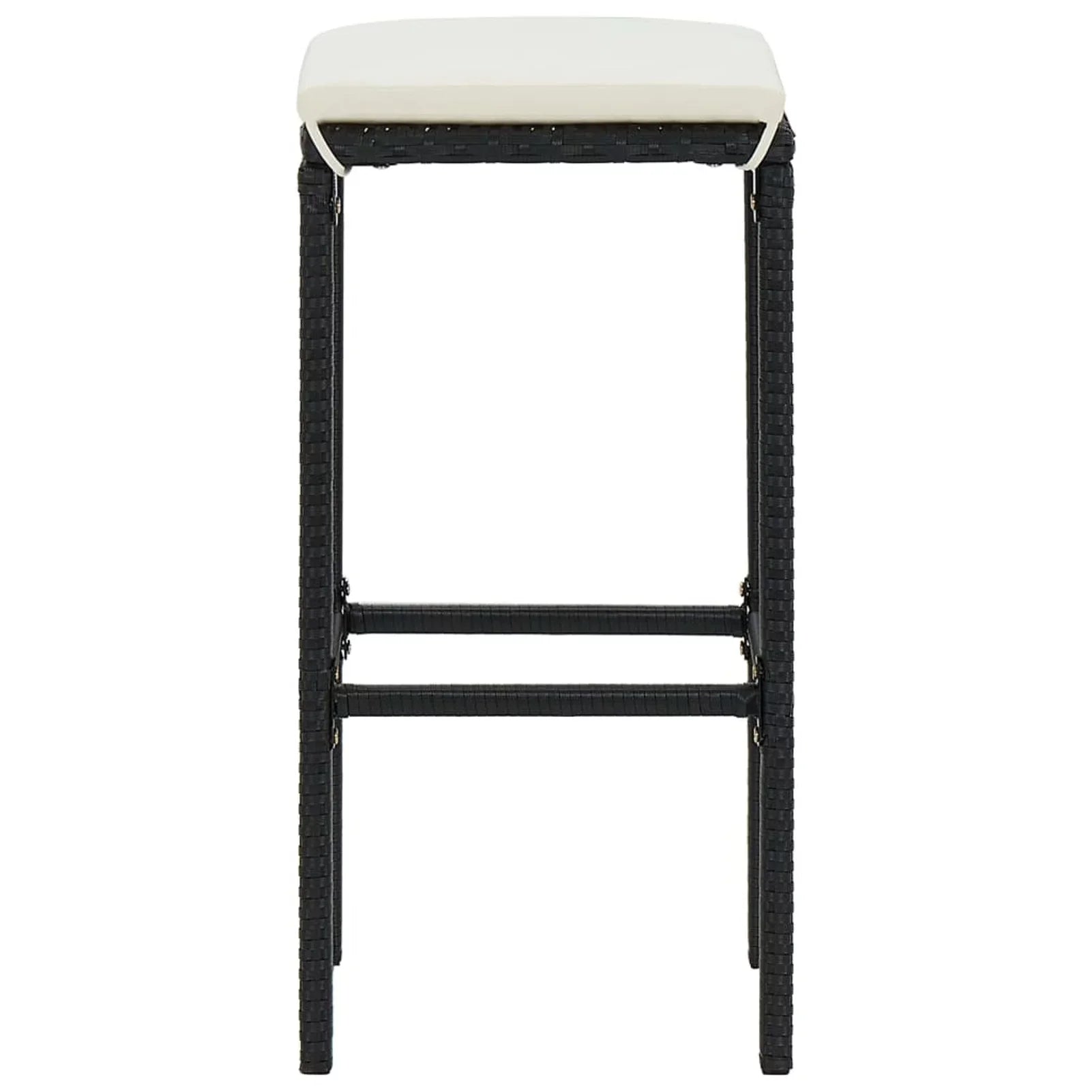 Anself Dining Poly Table Set Shelf Chairs with Storage 5 Cushioned Rattan 4 Patio and Terrace, Pub, Black Outdoor Piece Bistro, Bar for Garden Set Stool Backyard,