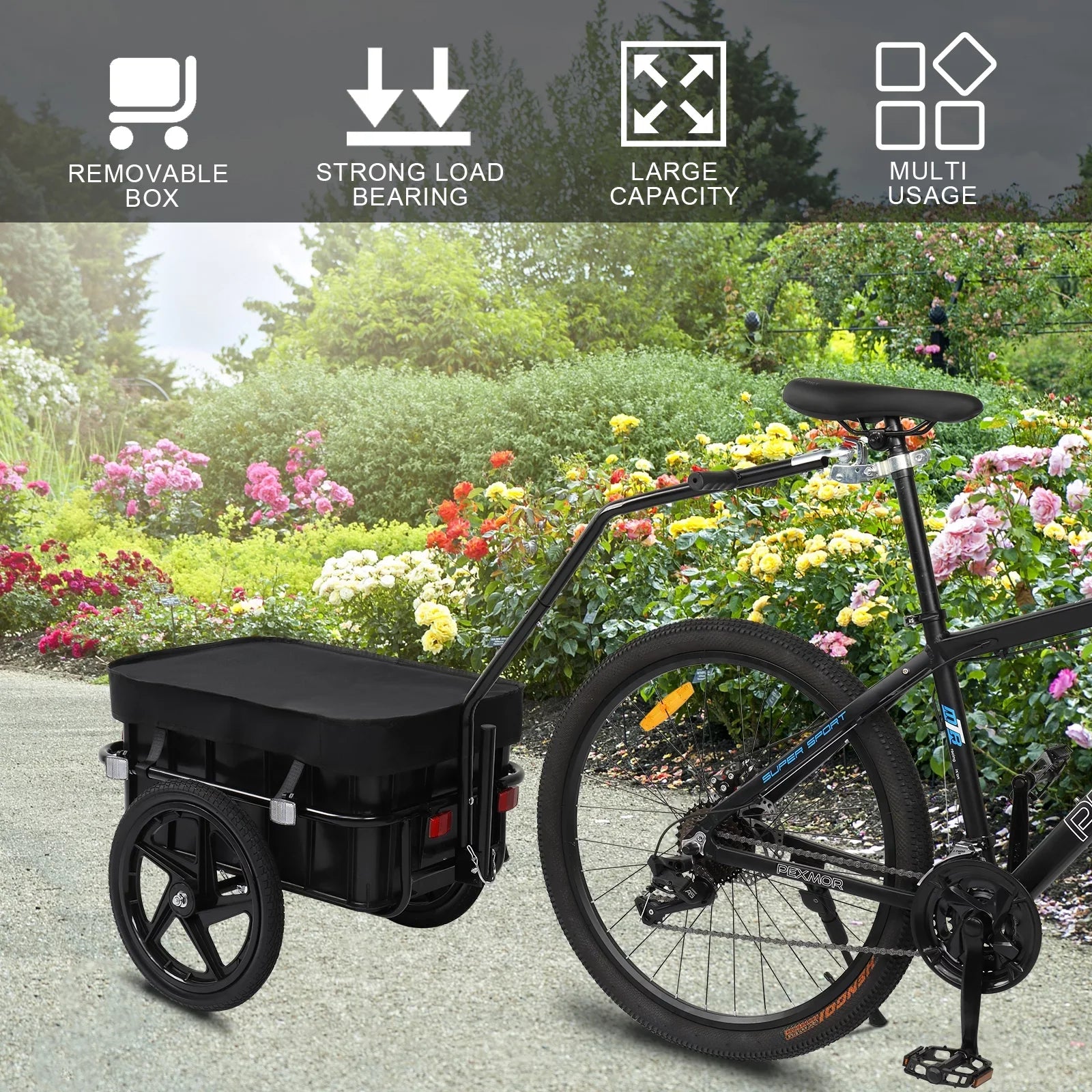 Wagon Trailer Trailer, Coupler Cover Waterproof PEXMOR Bike Cargo & Bicycle W/Universal