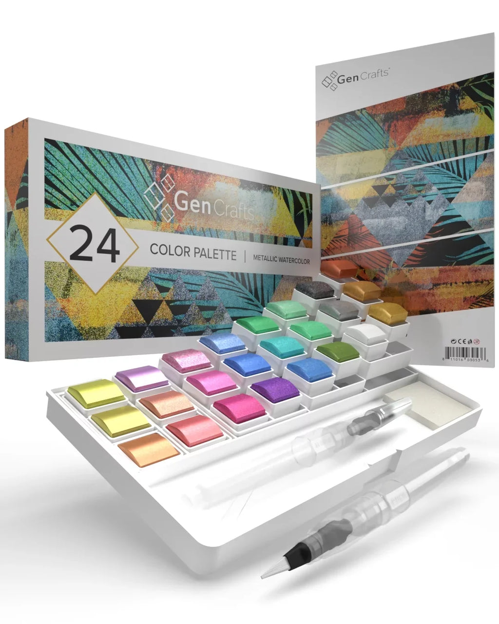 Metallic Palette, of 24 Colors Premium Set Watercolor GenCrafts