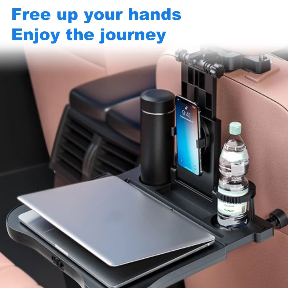 Car Table Travel Holder Tray, Phone Car Seat Writing, Table with Back Seat for Car Working, Htovila Food Adjustable Black Eating Foldable Multifunctional