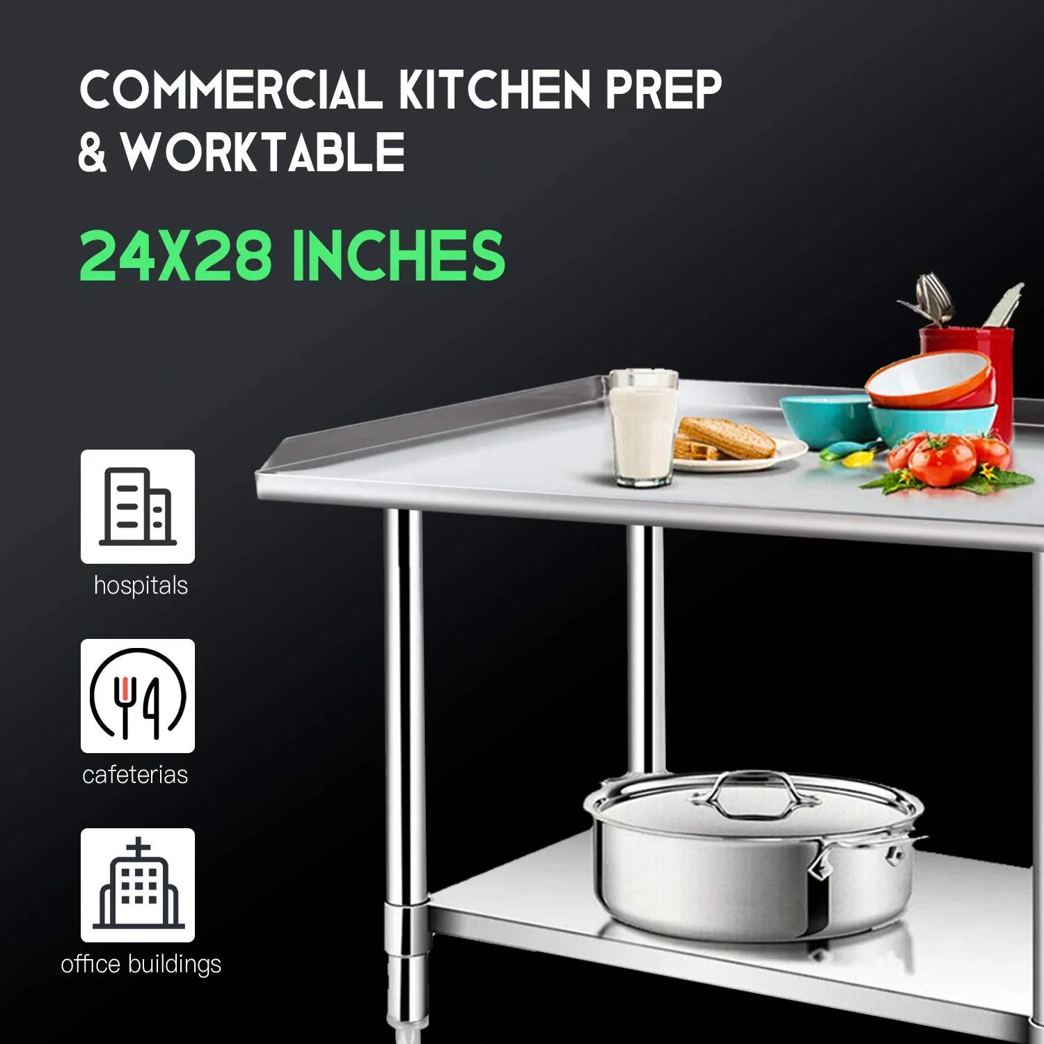 Duty Table for & - Kitchen with Grill Steel Stainless Restaurant Equipment Hotel-Heavy Kitchen Inches Stand - Workstation 24x28 Work BBQ Table Undershelf Home