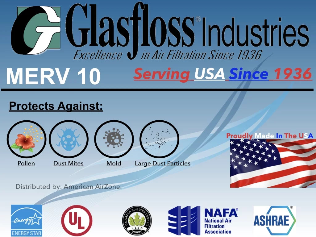 Air Filter USA. HVAC In Air or - The - MERV - Air Filter 10 Office - Furnace - - 6) Made Filter Pleated (Pack or Glasfloss 15x20x2 Home of 2" AC