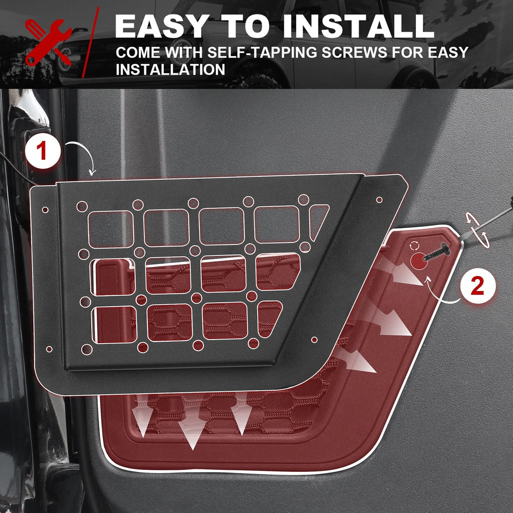 Bronco for Door Accessories 2Pcs Ford with Compatible Storage Box Side MFC Rear Pocket Organizer