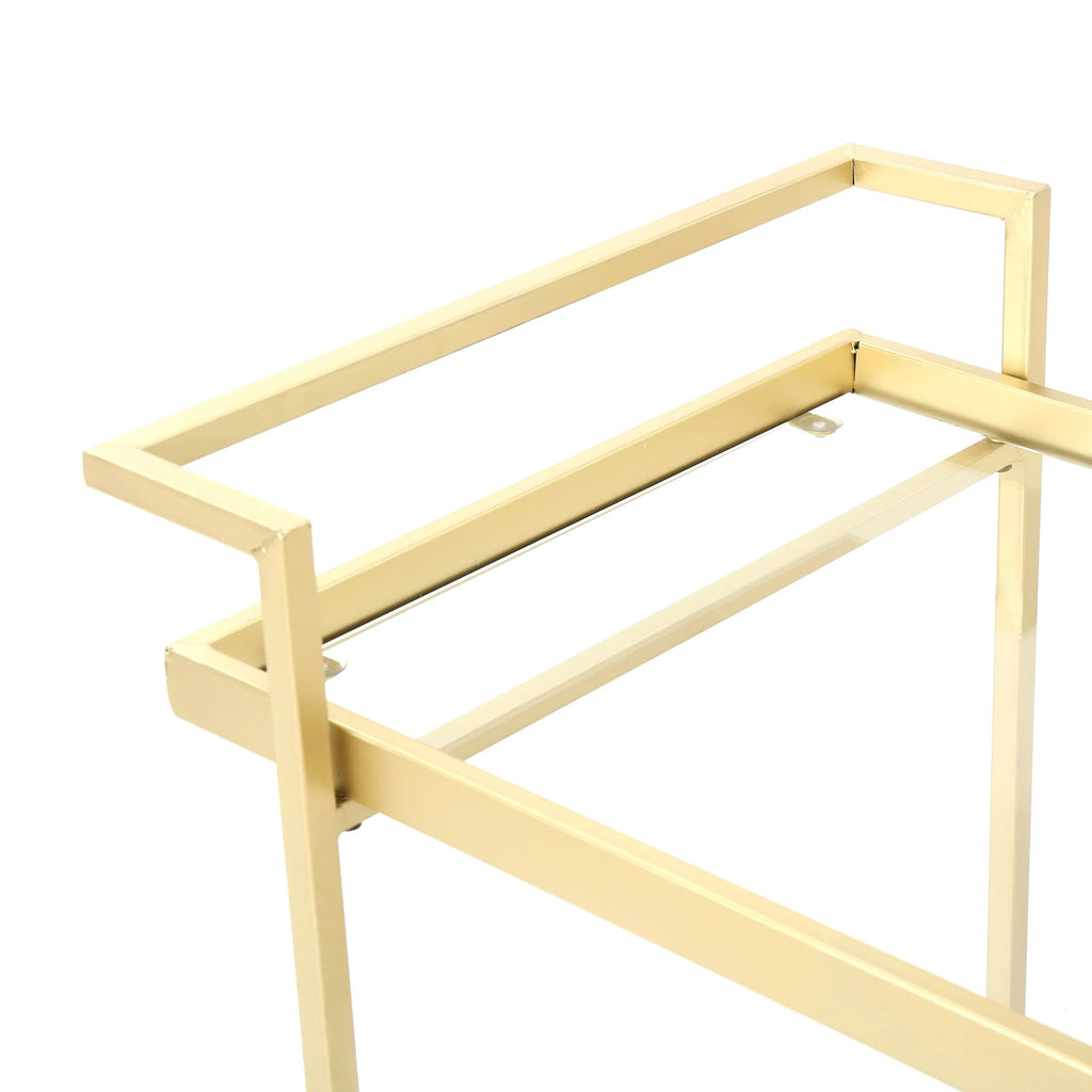 Bar Iron Aletta Industrial Gold Glass and Cart,