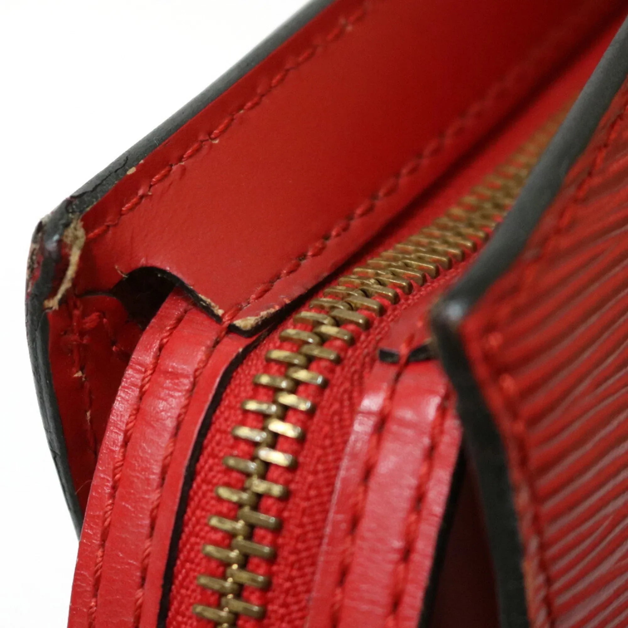 LOUIS Jack Ladies M52277 Handbag Red VUITTON Sun Pre-Owned Vuitton Castilean Leather Epi Louis (Fair)