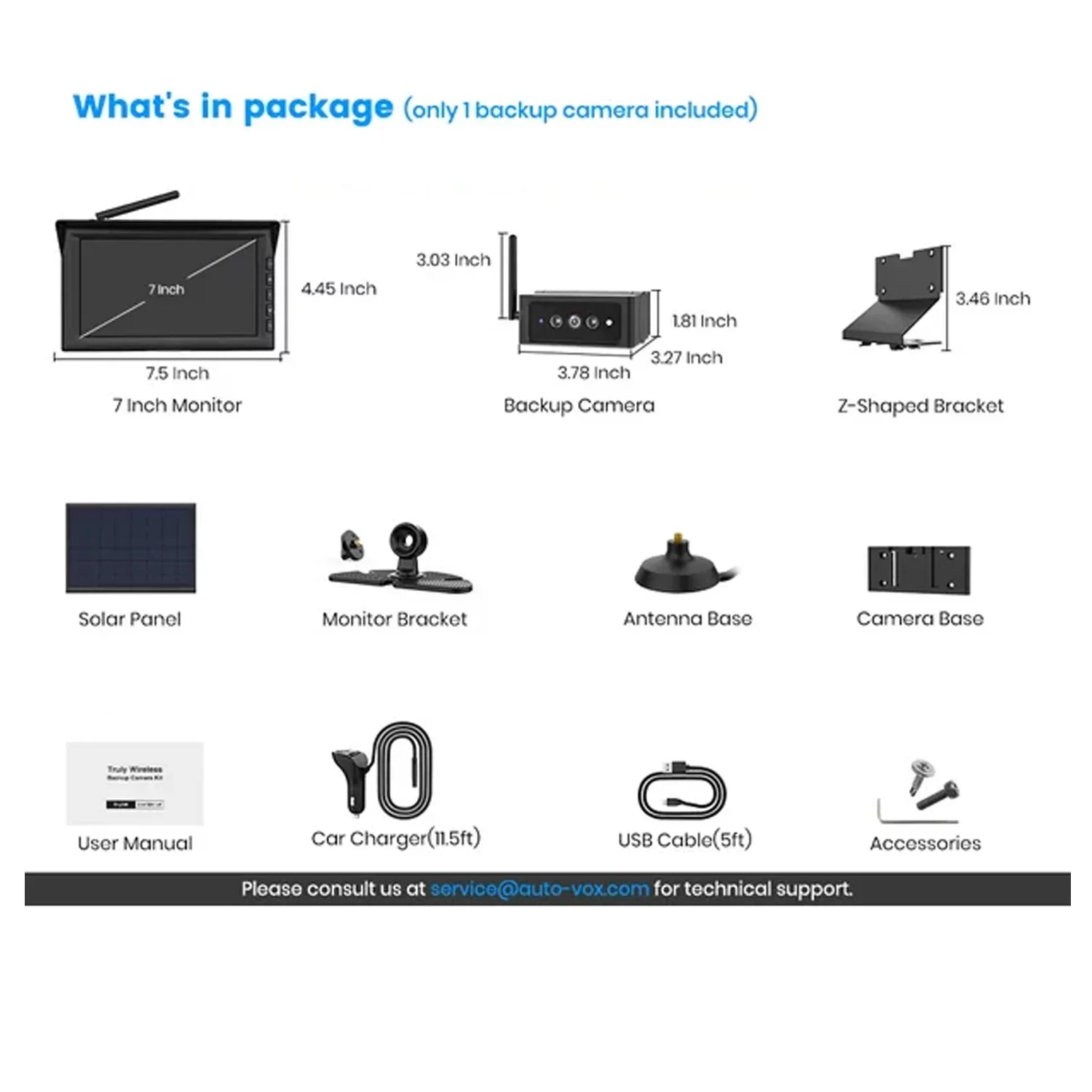 Camera Up 2 Systems, Solar Camera RV Reverse Back Monitor Wireless Channel 7" Trailer Rear Camera Auto-Vox Campervans, Backup for View