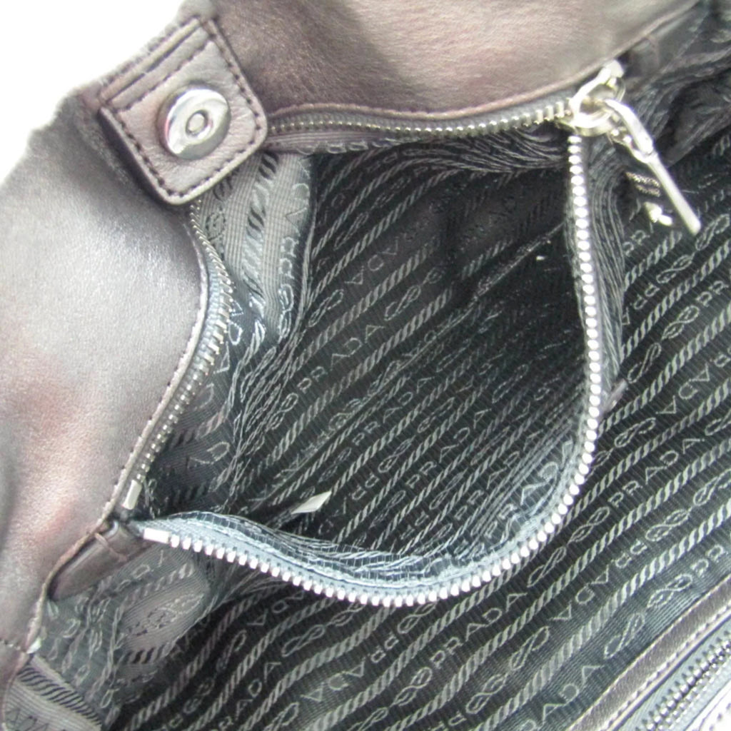 Tessuto,Leather Bag Pre-Owned Women's Prada Tote Bronze,Gray (Good) BR4007
