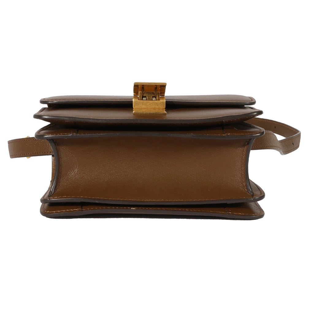 Small Smooth Celine Leather Box Bag Brown Pre-Owned