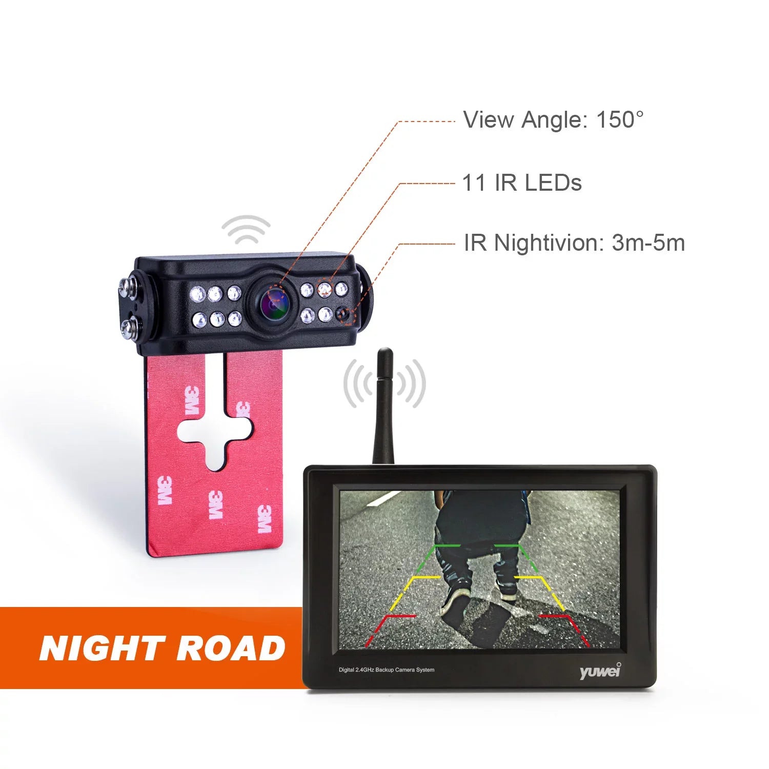 Trucks, Monitor Backup View SUV, with Digital Wireless Nightvision Cars Yuwei Camera Camera 4.3" and Rear for Universal and