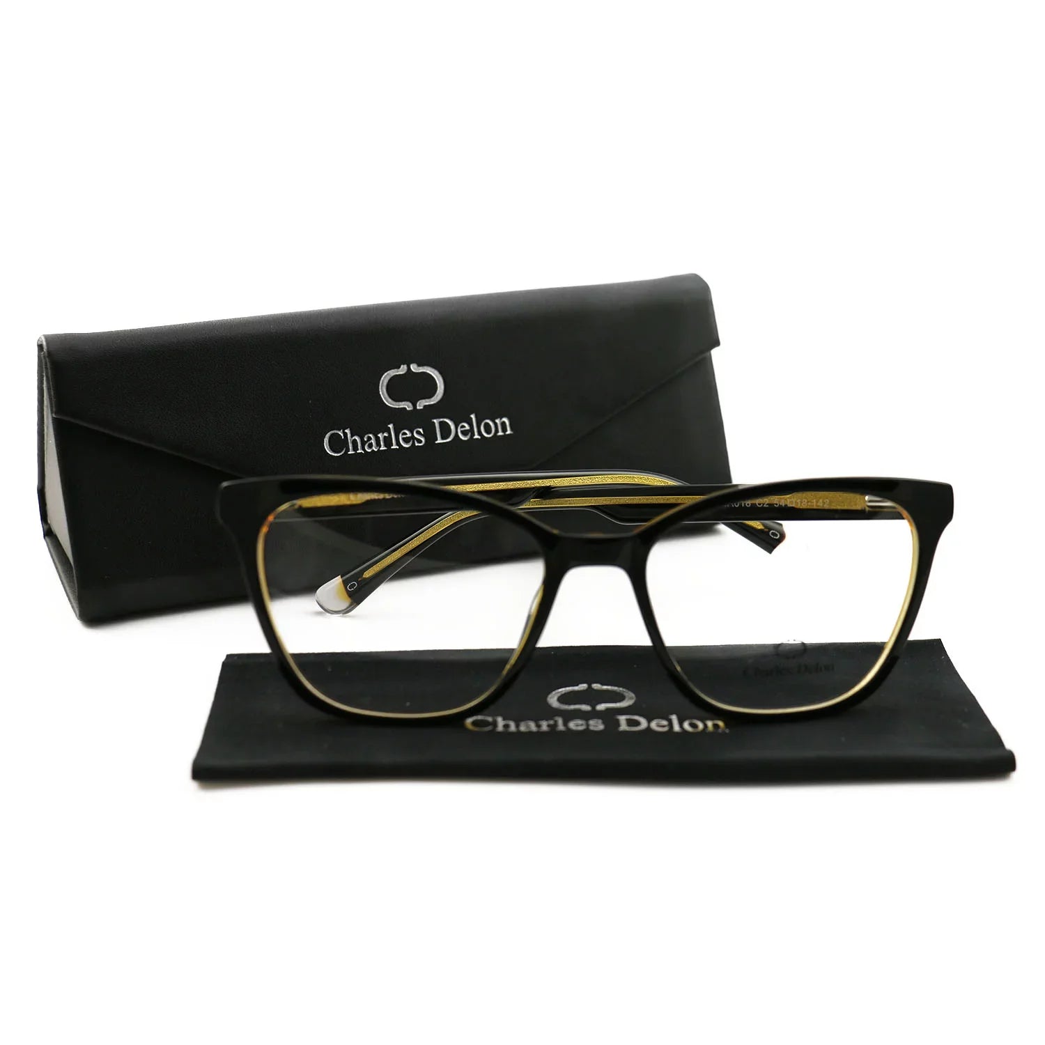 Eyeglasses Charles Cat Delon by 54 142 Black/Gold Womens Frames 18 Eye