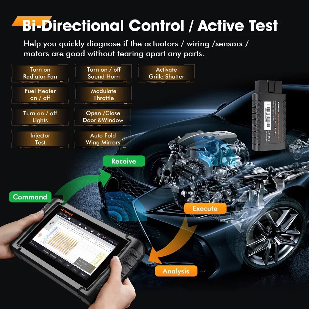 Control NT809BT Scanner Advanced Tool Active Car Foxwell Bi-directional Automotive Services Scanner Scan Code OBD2 Maintenance Auto 30 Scanner OBDI Reader Bluetooth Analyzer Diagnostic Automotive Test