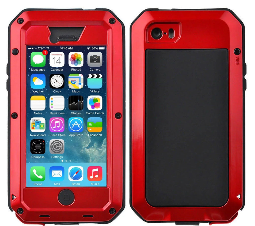 Protection, Resistant Gorilla 6s Case Shockproof Military Outdoor Plus Heavy Grade iPhone Rugged Aluminum (Red) Duty Glass Metal Scratch and Travel