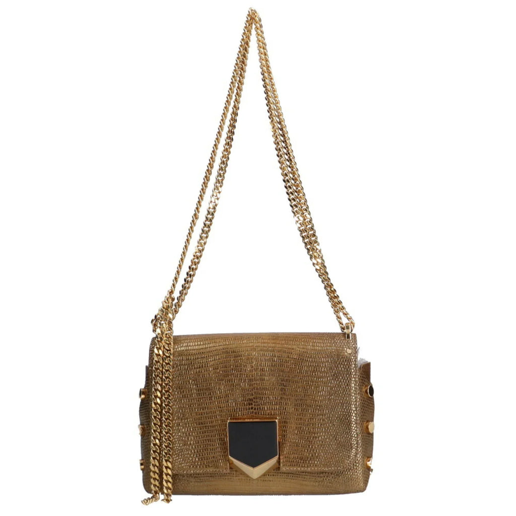 Shoulder Chain Women's Pre-Owned Bag Leather Gold Jimmy (Fair) Choo