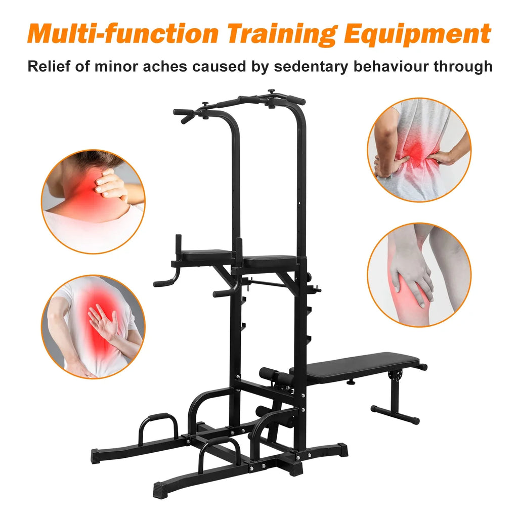 Bar Training Tower Multi-Function Duty Pull Height Gym,Steel with Adjustable Heavy Home Station Bench for Up Office Stand Power Equipment Dip Fitness